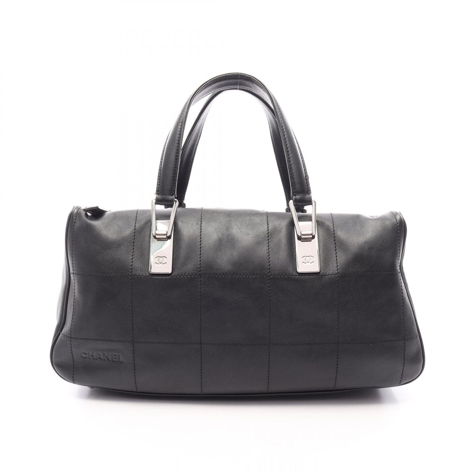 Chanel Choco Bar Black Lambskin Boston Bag