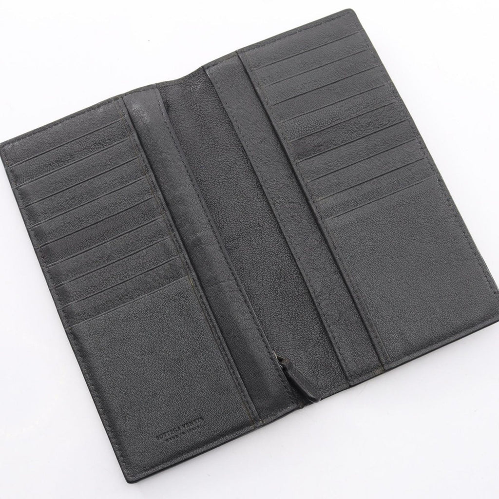 Bottega Veneta Bifold Wallet Intrecciato Navy Beige Smoke Blue Leather — view 3