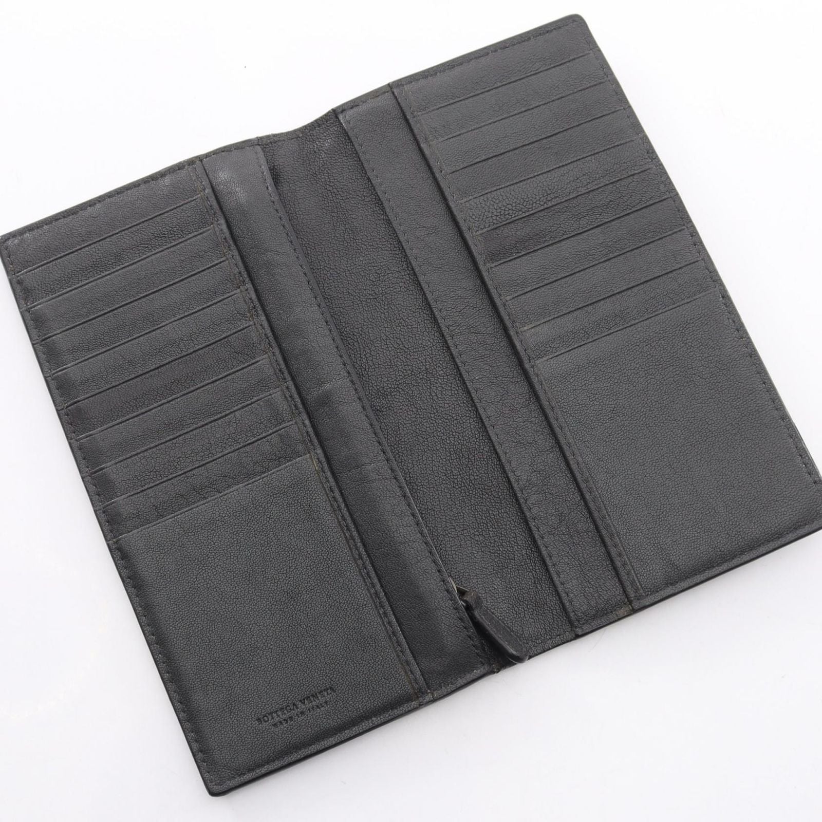 Bottega Veneta Bifold Wallet Intrecciato Navy Beige Smoke Blue Leather — view 3