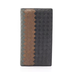 Bottega Veneta Bifold Wallet Intrecciato Navy Beige Smoke Blue Leather