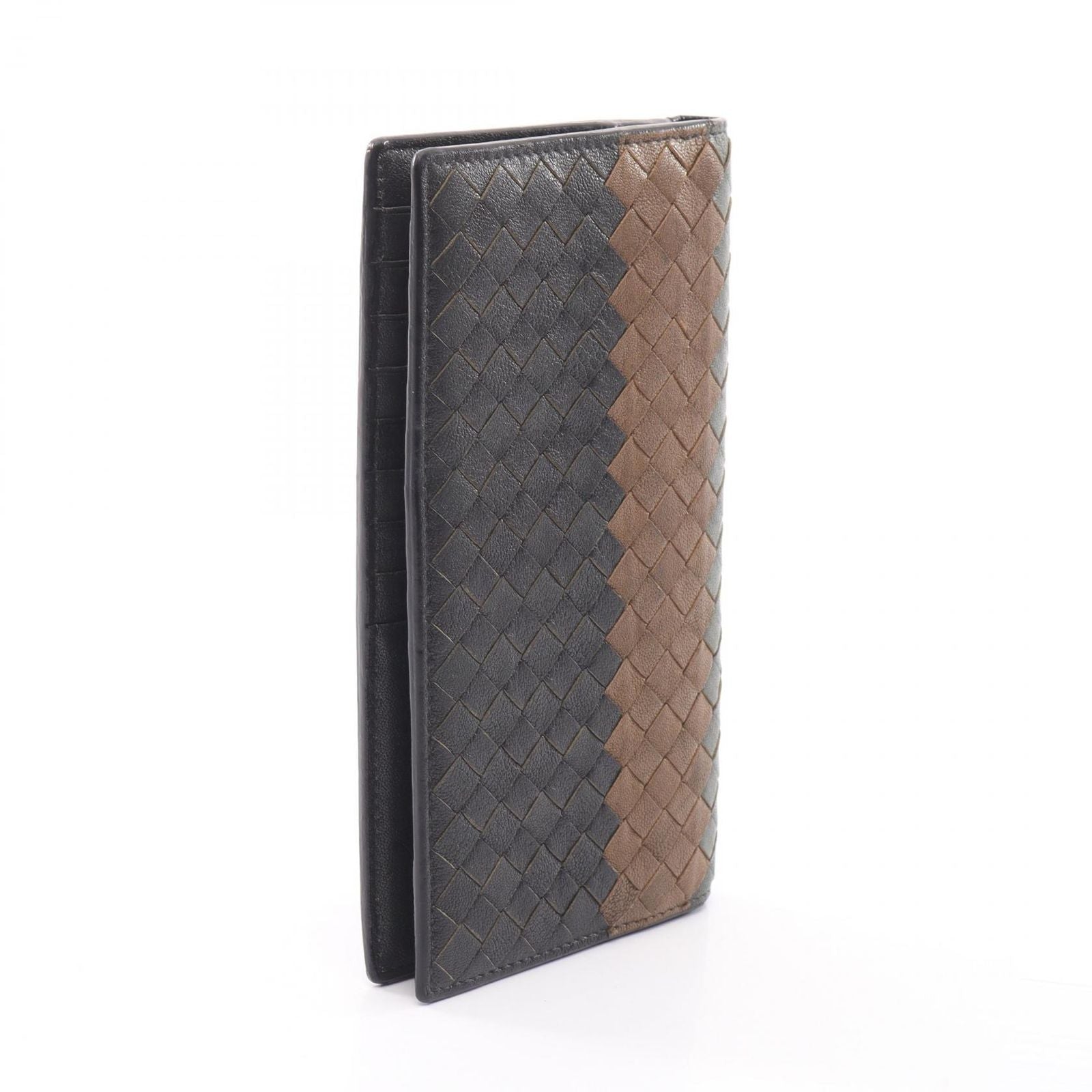 Bottega Veneta Bifold Wallet Intrecciato Navy Beige Smoke Blue Leather — view 2