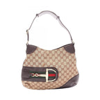Gucci Shoulder Bag Hustler Bit GG Canvas Beige Brown Sherry Line