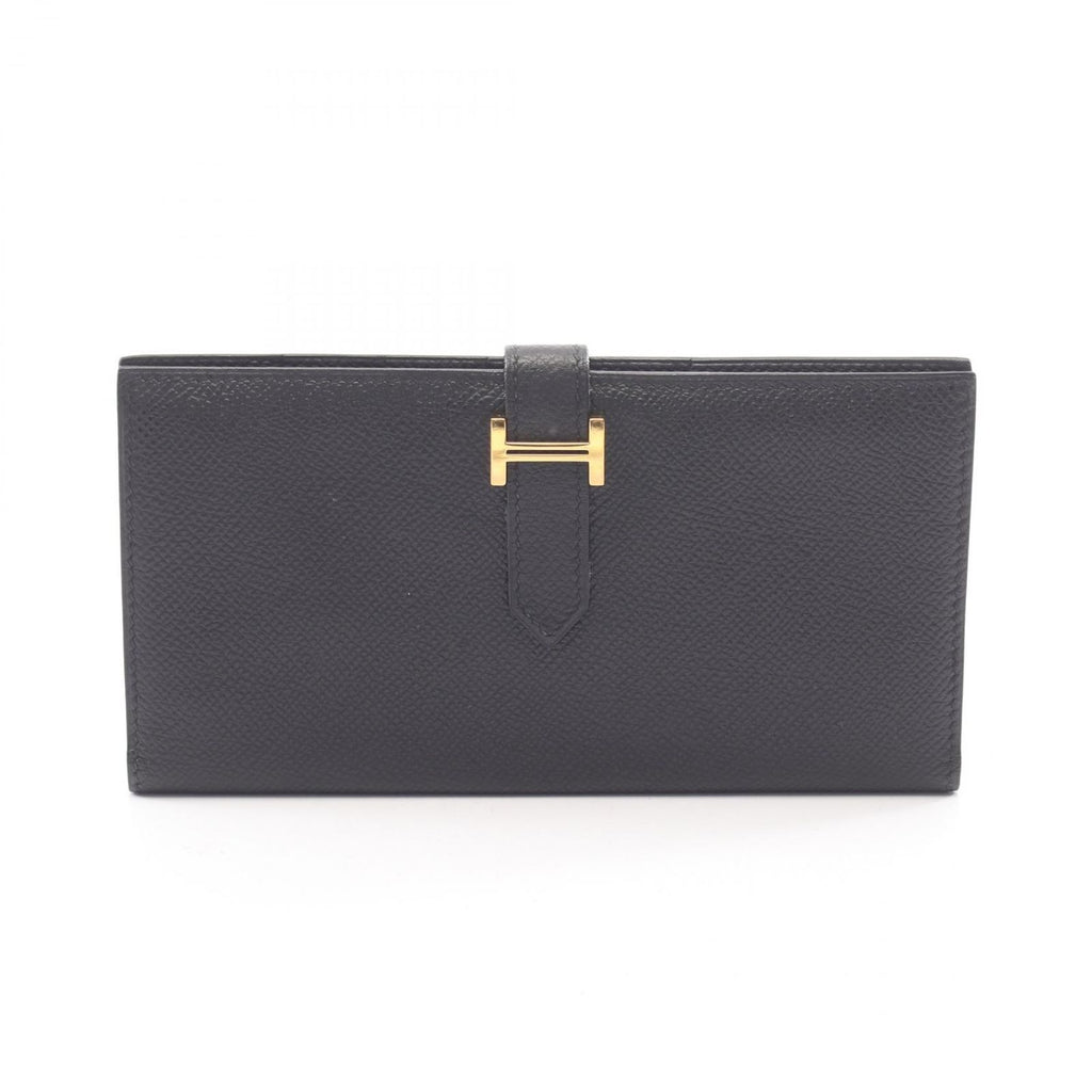 Hermes Bifold Wallet Bearn Classic Black Leather