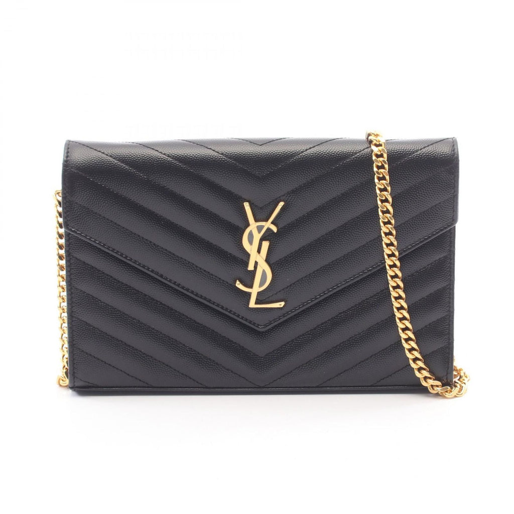 Saint Laurent Paris Shoulder Bag Cassandra Classic Black Leather Chain Wallet
