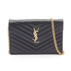 Saint Laurent Paris Shoulder Bag Cassandra Classic Black Leather Chain Wallet