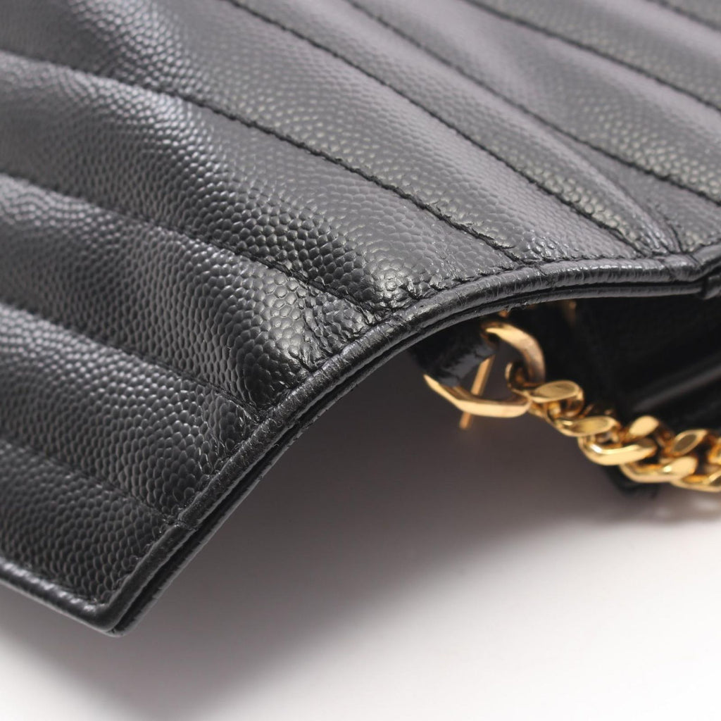 Saint Laurent Paris Shoulder Bag Cassandra Classic Black Leather Chain Wallet — view 8
