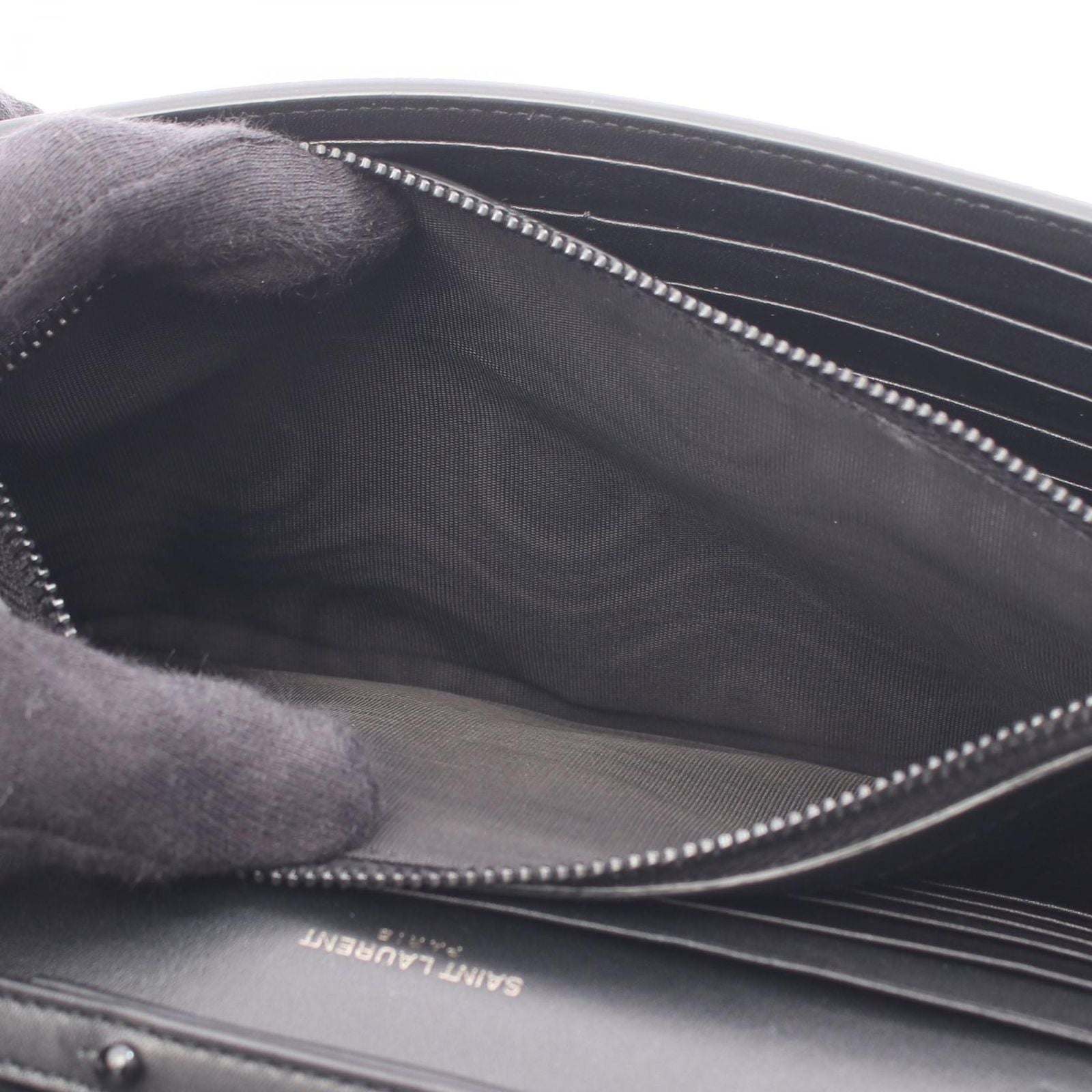 Saint Laurent Paris Shoulder Bag YSL Monogram Polka Dot Black Leather Kate — view 6