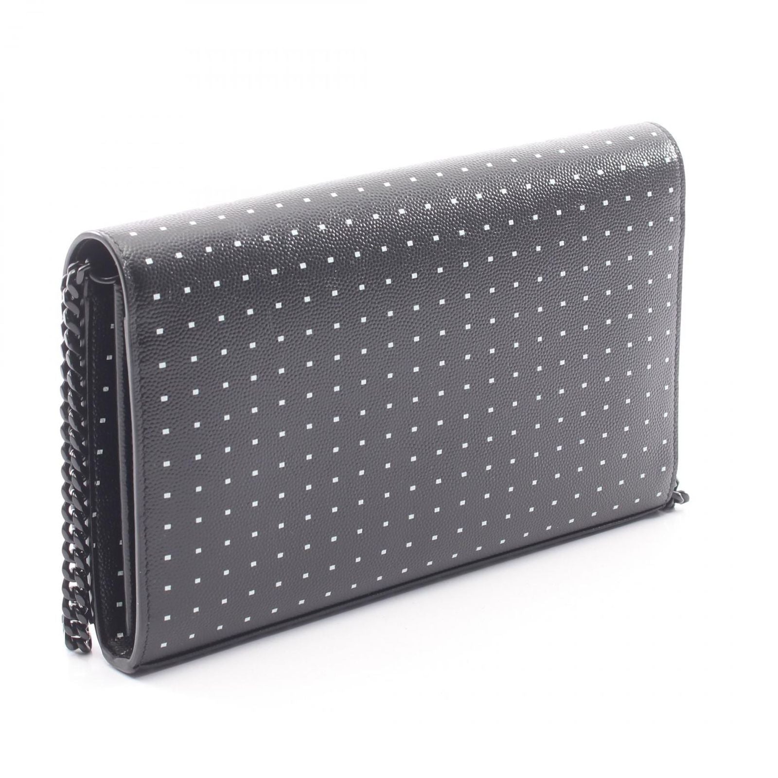 Saint Laurent Paris Shoulder Bag YSL Monogram Polka Dot Black Leather Kate — view 2