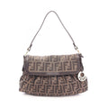 Fendi Shoulder Bag Zucca Brown Dark Canvas Leather