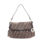 Fendi Shoulder Bag Zucca Brown Dark Canvas Leather