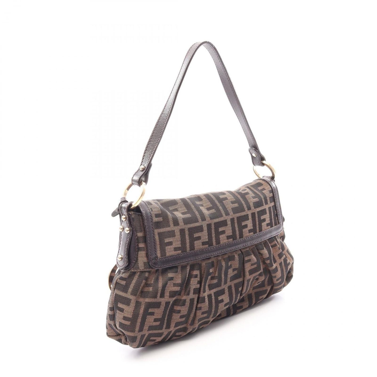 Fendi Shoulder Bag Zucca Brown Dark Canvas Leather — view 2