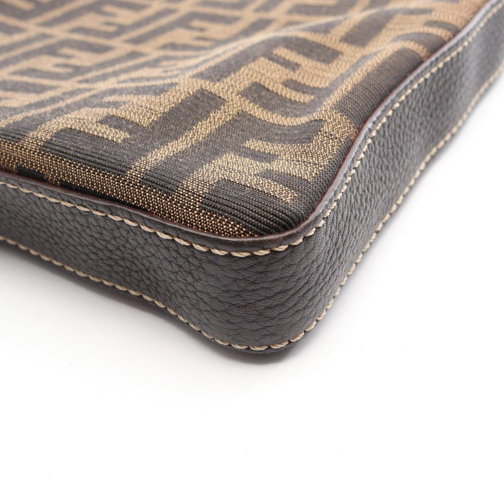 Fendi Shoulder Bag Selleria Zucca Brown Ivory Canvas Leather — view 5