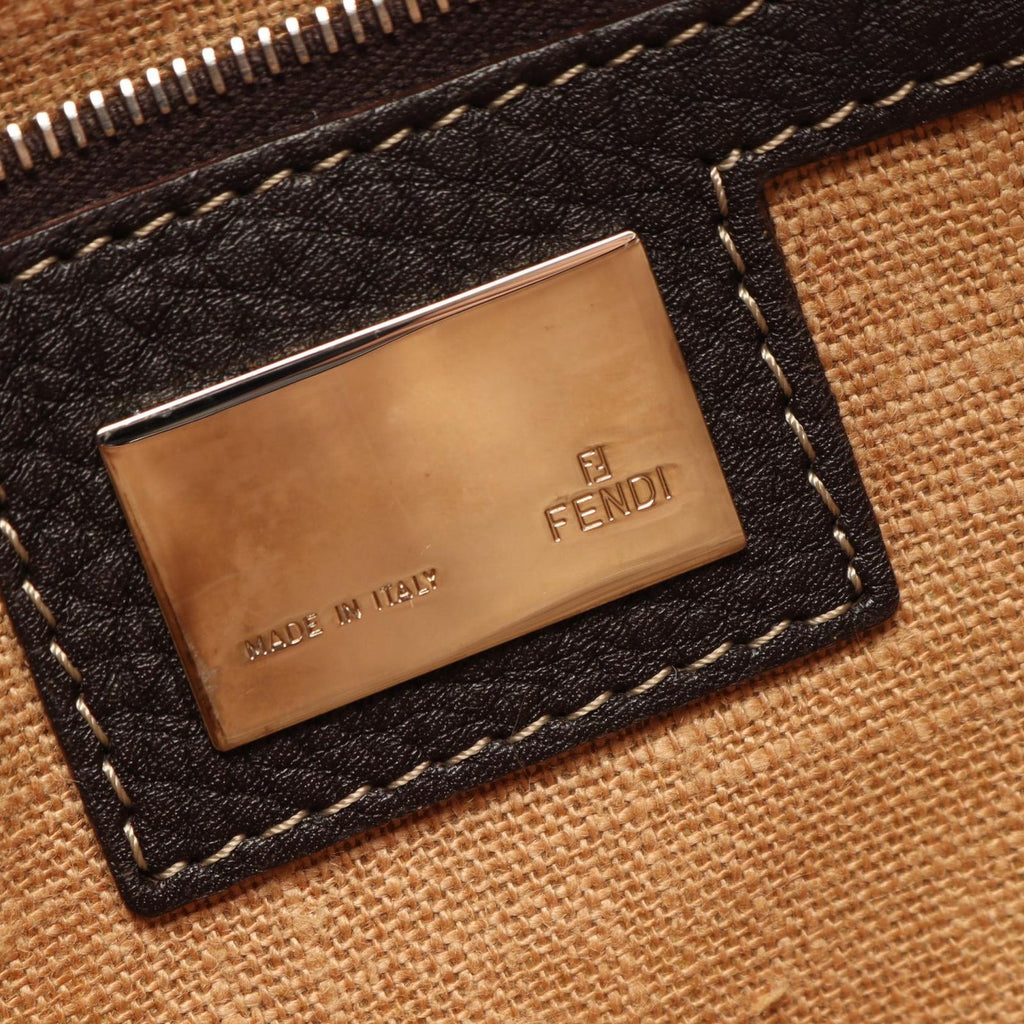 Fendi Shoulder Bag Selleria Zucca Brown Ivory Canvas Leather — view 4