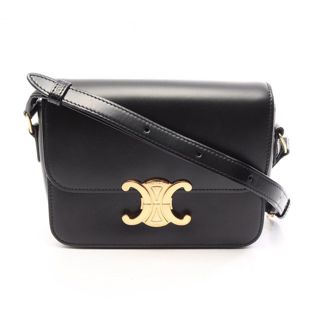 Celine Shoulder Bag Teen Triomphe Black Leather