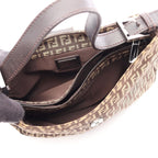 Fendi Shoulder Bag Zucchino Dark Brown Beige Canvas Leather — view 3