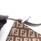 Fendi Shoulder Bag Zucchino Dark Brown Beige Canvas Leather — view 7
