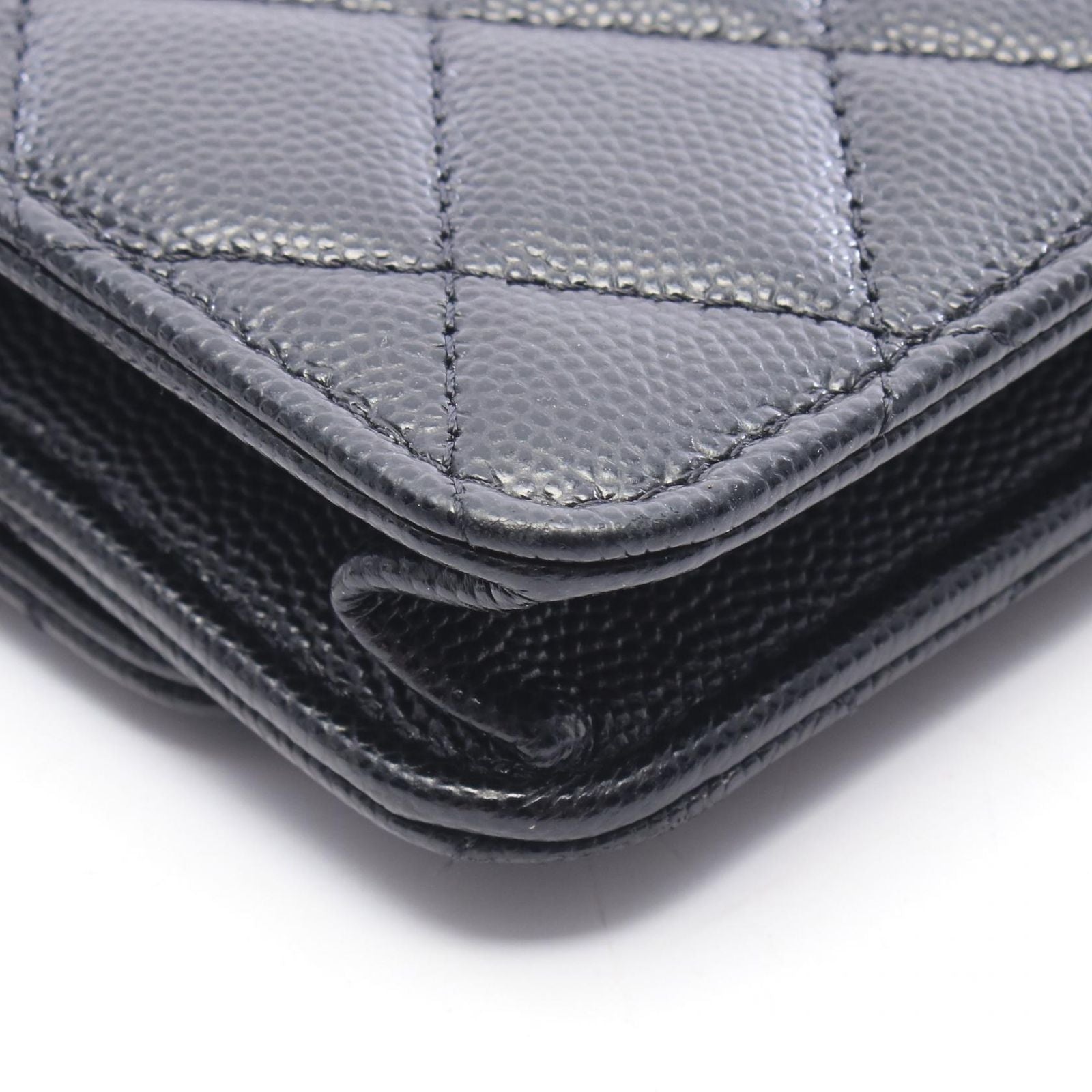 Chanel Shoulder Bag Quilted Black Caviar Leather Chain — view 6