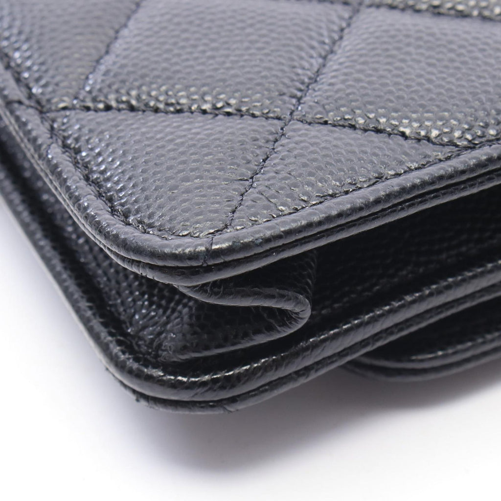 Chanel Shoulder Bag Quilted Black Caviar Leather Chain — view 7