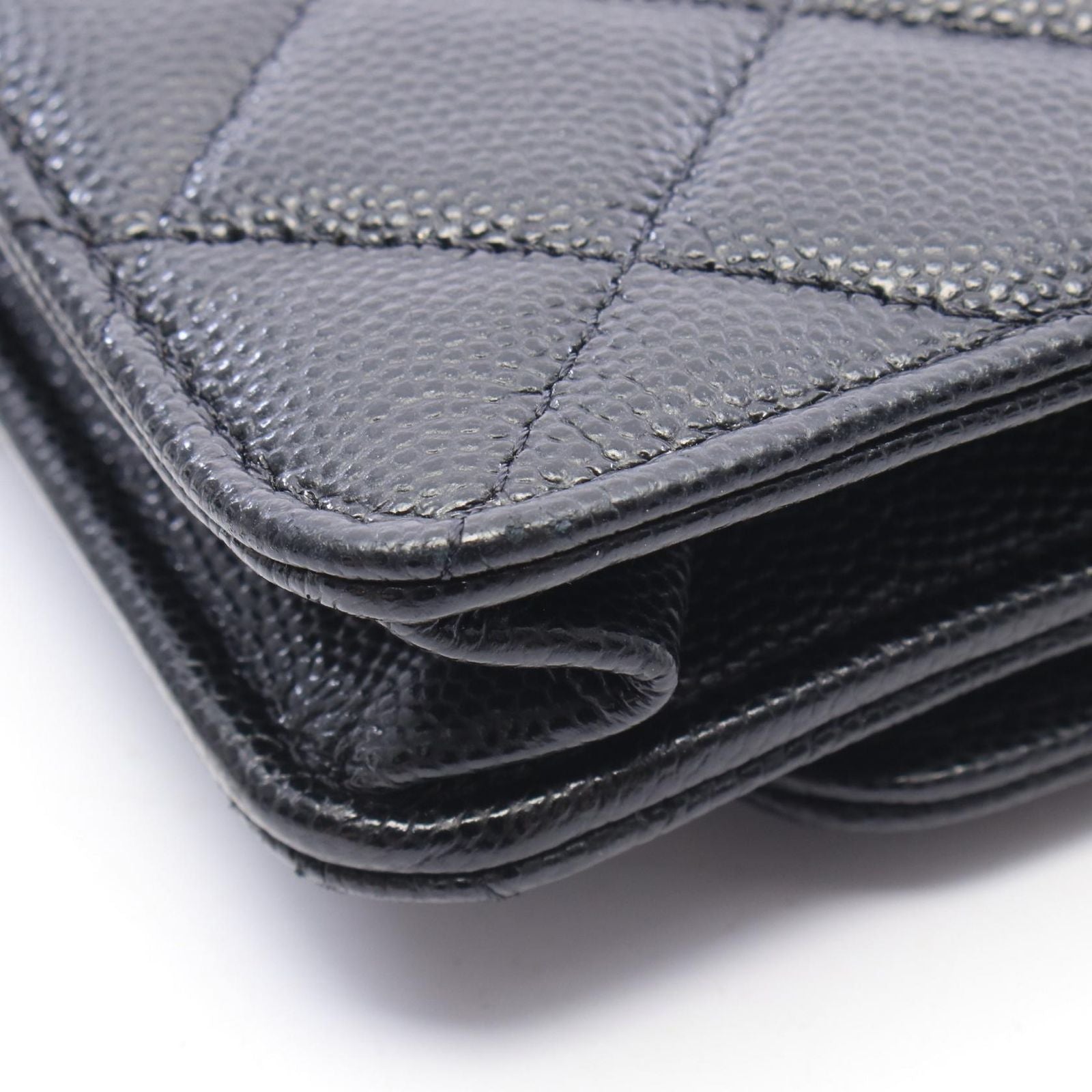 Chanel Shoulder Bag Quilted Black Caviar Leather Chain — view 7