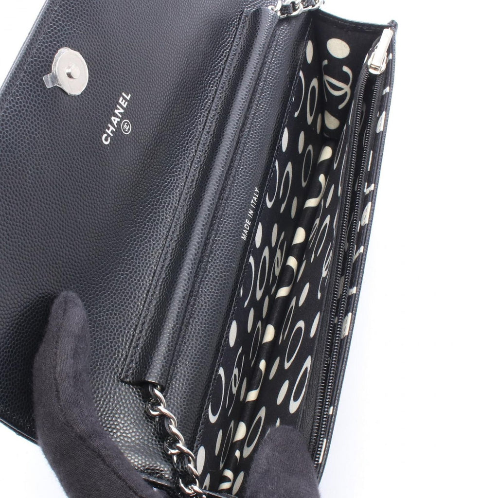 Chanel Shoulder Bag Quilted Black Caviar Leather Chain — view 3