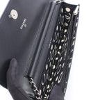 Chanel Shoulder Bag Quilted Black Caviar Leather Chain — view 3