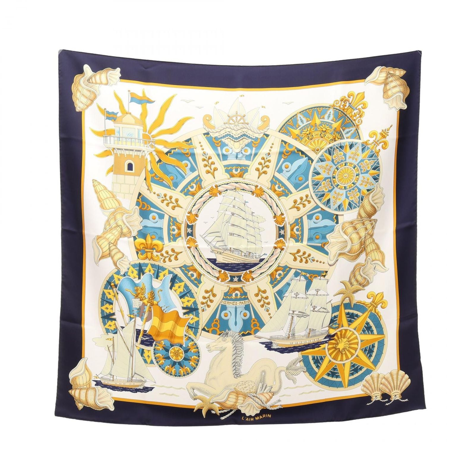 Hermes Scarf Carre 90 L'air Marin Silk