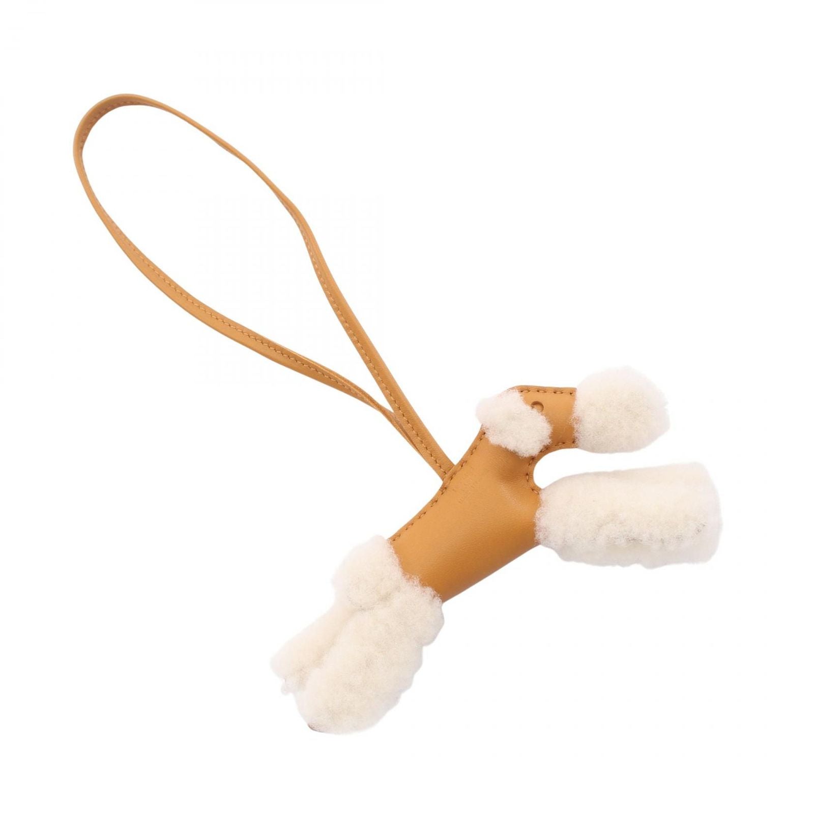 Hermes Charm Buddy Sesame Shearling Keychain — view 2