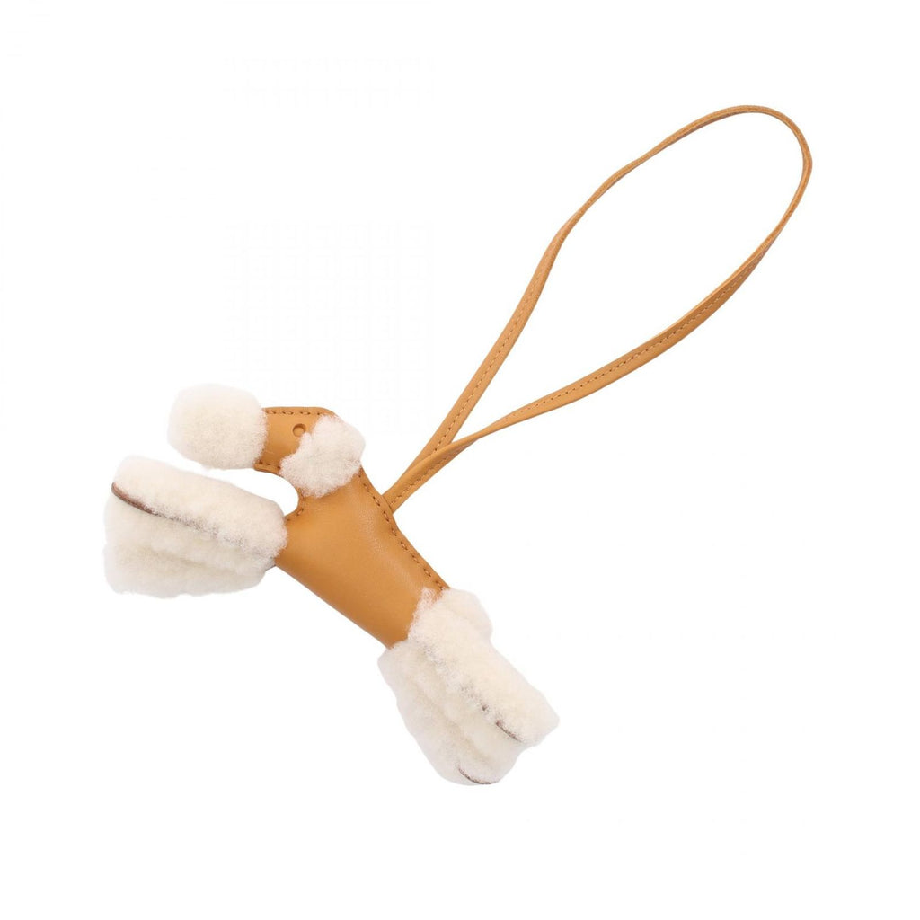 Hermes Charm Buddy Sesame Shearling Keychain