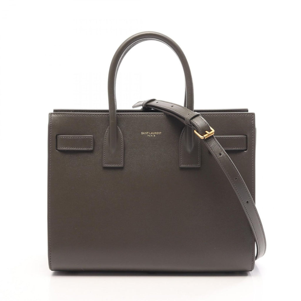 Saint Laurent Paris Handbag Sac de Jour Baby 2-Way Charcoal Gray Leather