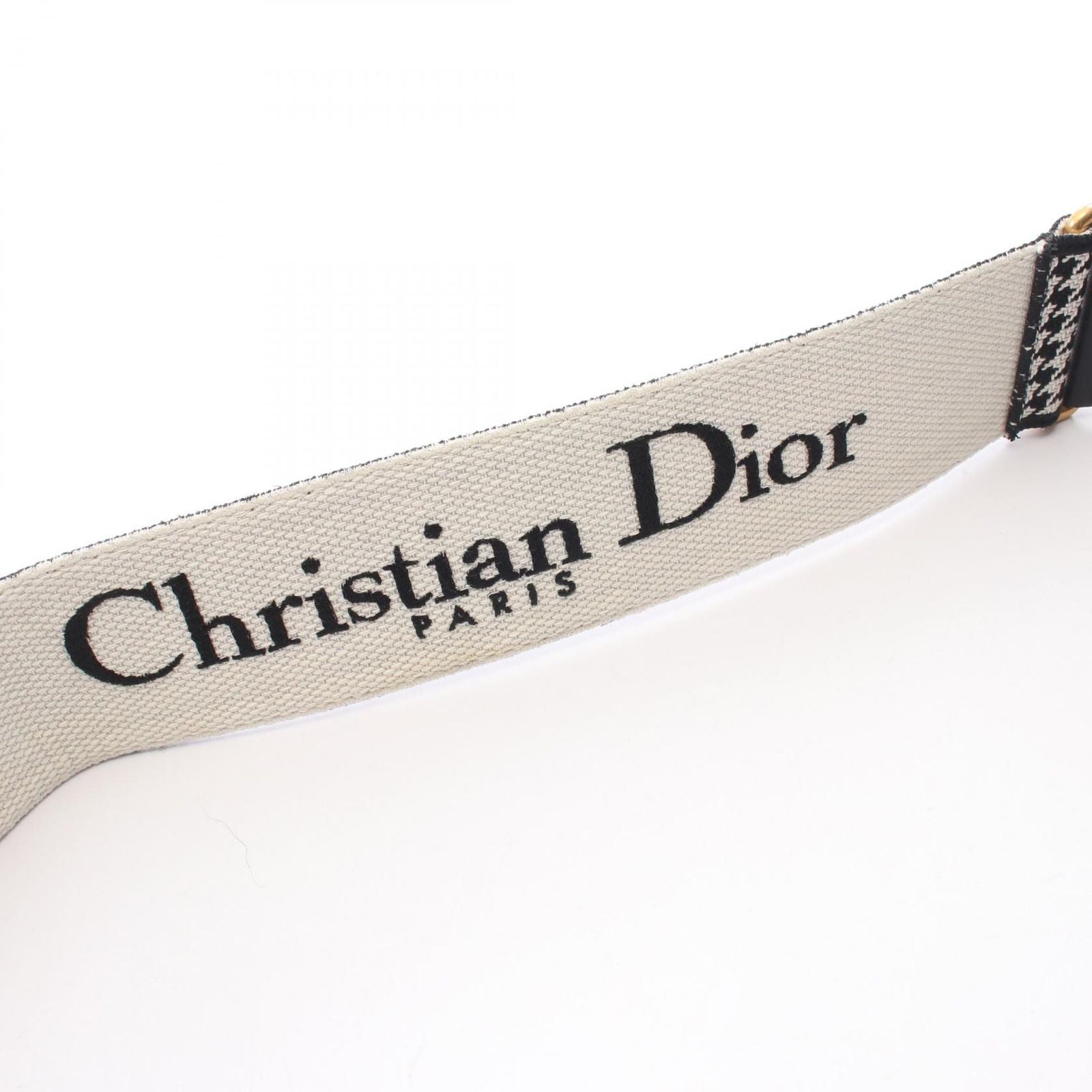 Dior Shoulder Strap 30 Montaigne Houndstooth White Black Canvas Leather Handbag — view 5