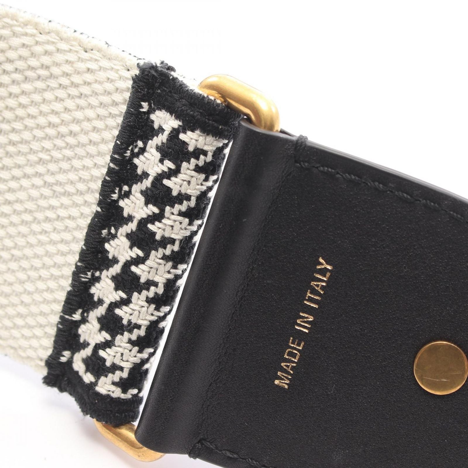 Dior Shoulder Strap 30 Montaigne Houndstooth White Black Canvas Leather Handbag — view 6