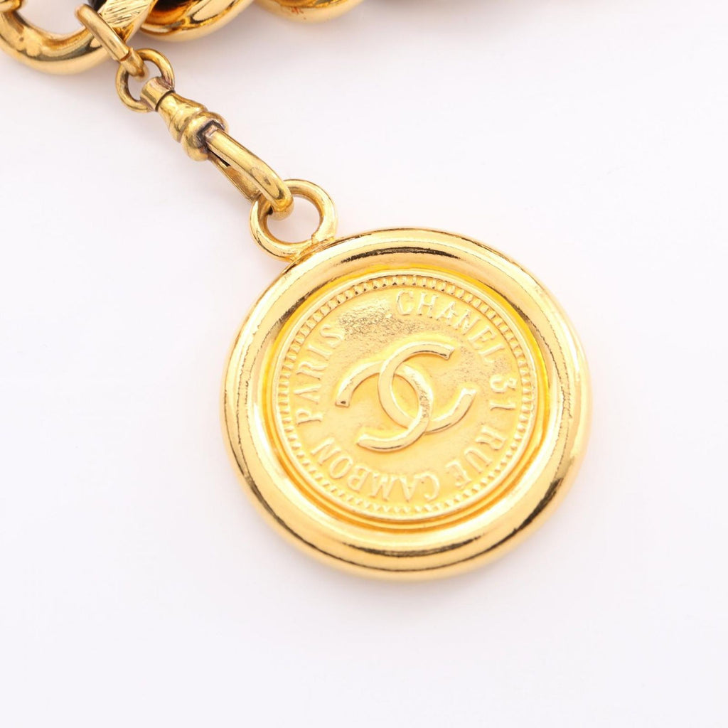 Chanel Belt CC Logo Coin Chain Leather — view 2