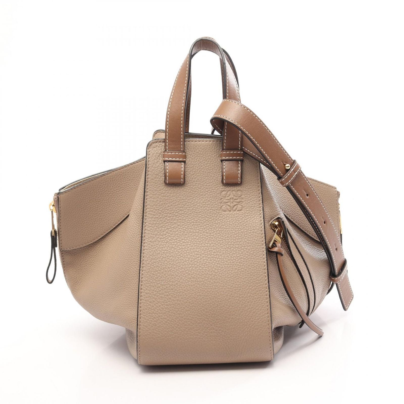 Loewe Handbag Hammock Small 2-Way Greige Leather