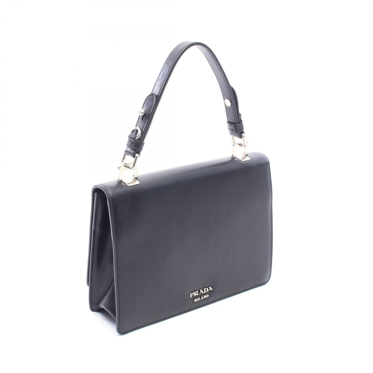 Prada Soft Calfskin Black Leather Flap Shoulder Bag — view 2