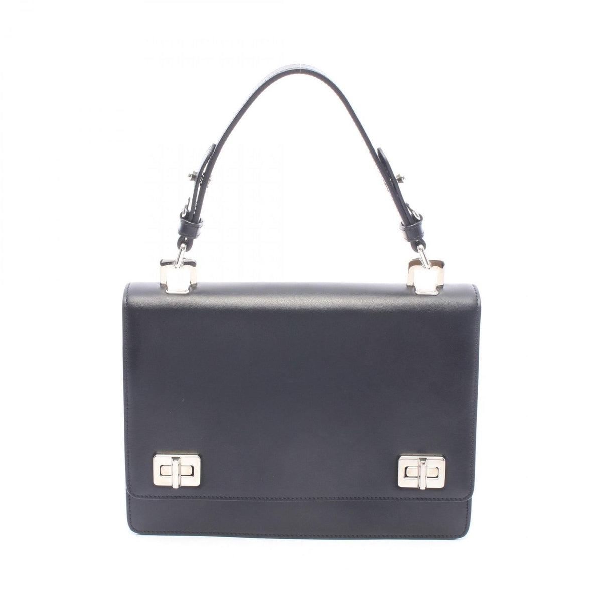 Prada Soft Calfskin Black Leather Flap Shoulder Bag