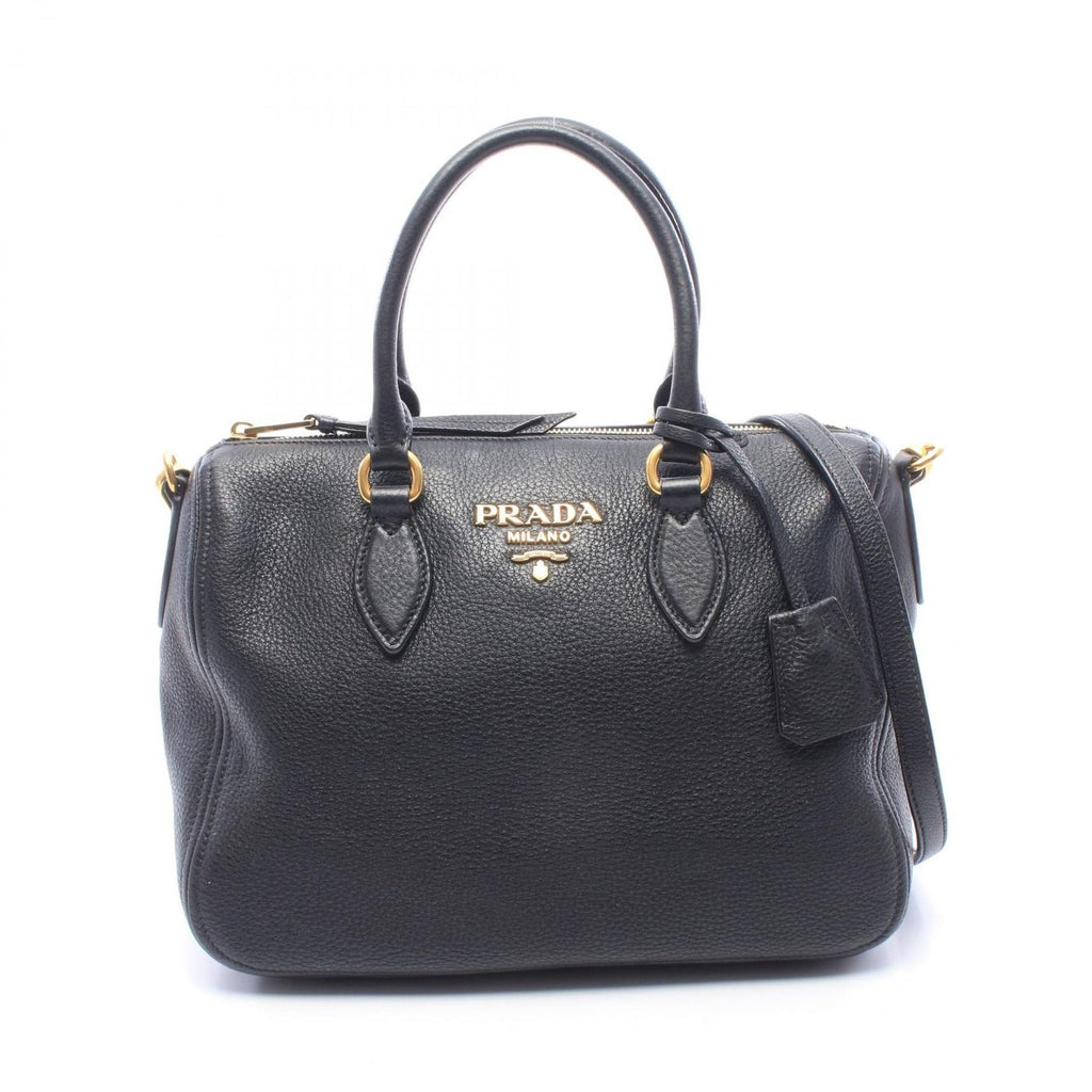 Prada Black Leather 2-Way Boston Bag
