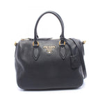 Prada Black Leather 2-Way Boston Bag