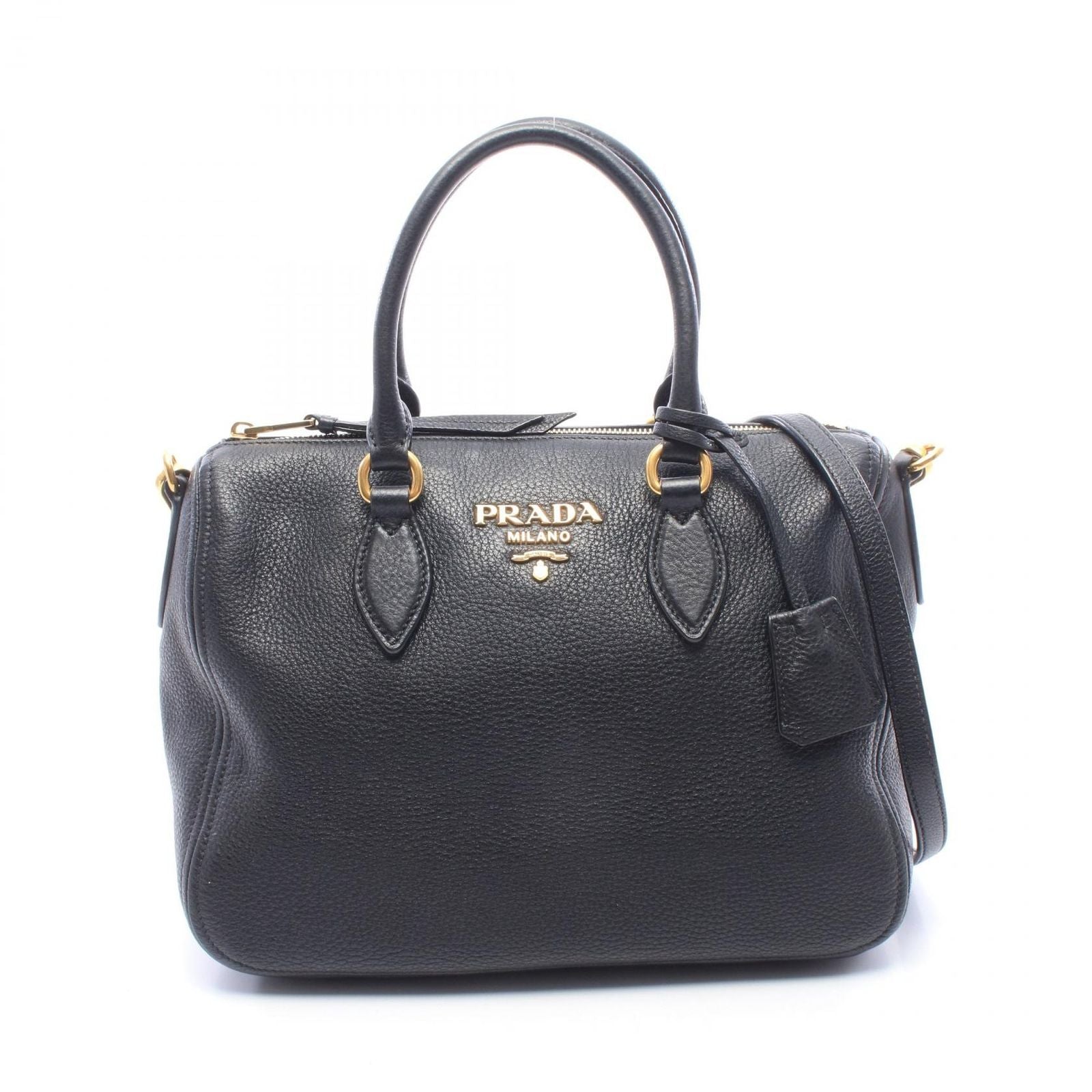 Prada Black Leather 2-Way Boston Bag