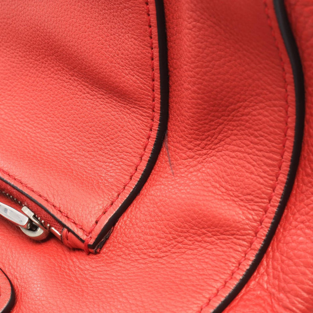 Prada Tote Bag Vitello Phenix Red Leather Triangle Logo — view 8