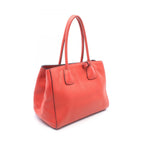 Prada Tote Bag Vitello Phenix Red Leather Triangle Logo — view 2