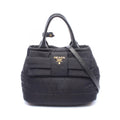 Prada Handbag Tessuto Bomber 2-Way Black Nylon Leather Ribbon