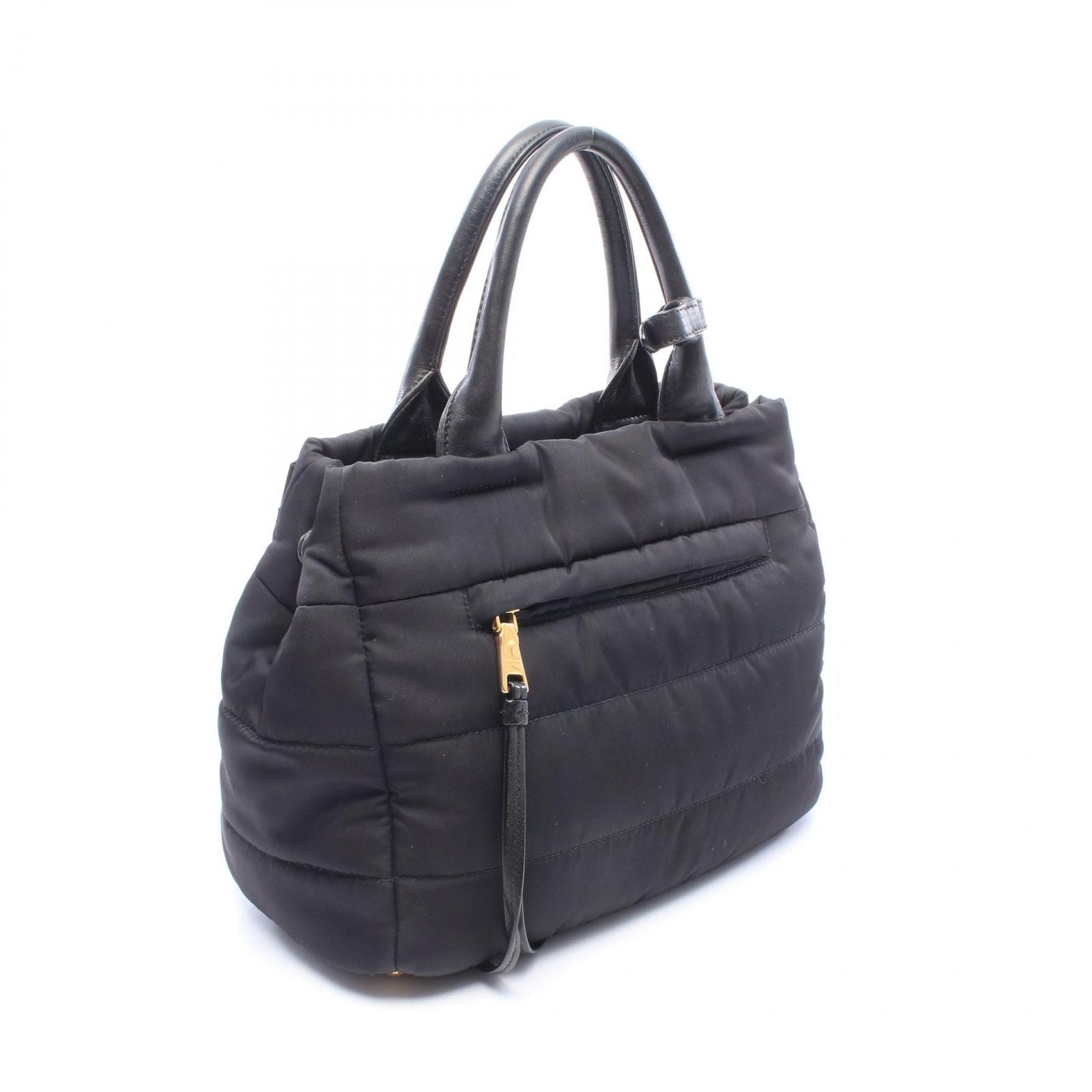 Prada Handbag Tessuto Bomber 2-Way Black Nylon Leather Ribbon — view 2