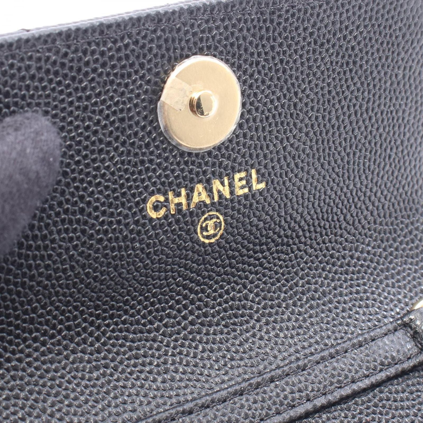 Chanel Waist Bag Quilted Chain Black Caviar Leather Mini Flap Card Case — view 4