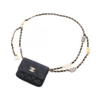 Chanel Waist Bag Quilted Chain Black Caviar Leather Mini Flap Card Case — view 7