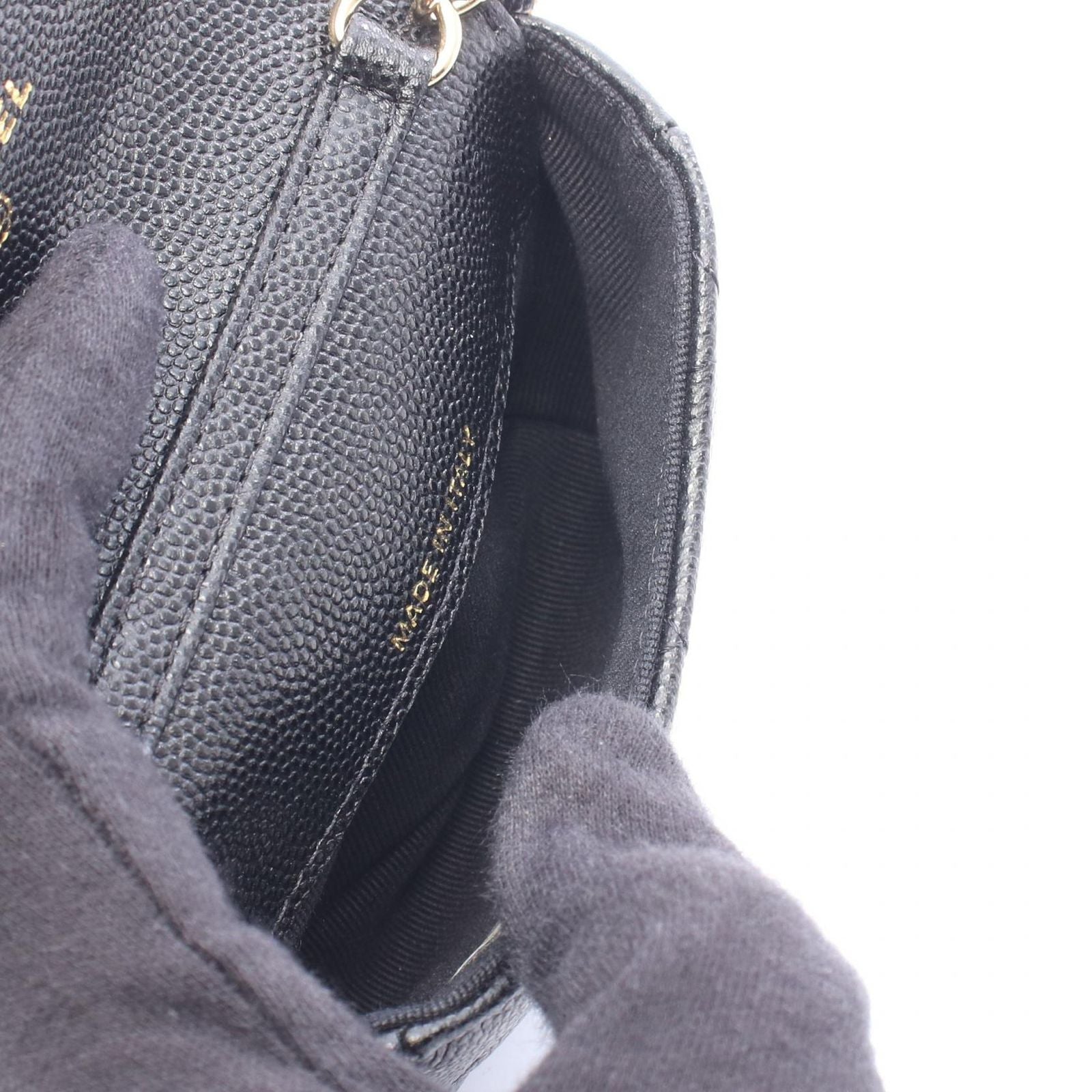 Chanel Waist Bag Quilted Chain Black Caviar Leather Mini Flap Card Case — view 3