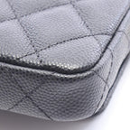 Chanel Waist Bag Quilted Chain Black Caviar Leather Mini Flap Card Case — view 6