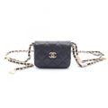 Chanel Waist Bag Quilted Chain Black Caviar Leather Mini Flap Card Case