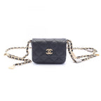 Chanel Waist Bag Quilted Chain Black Caviar Leather Mini Flap Card Case