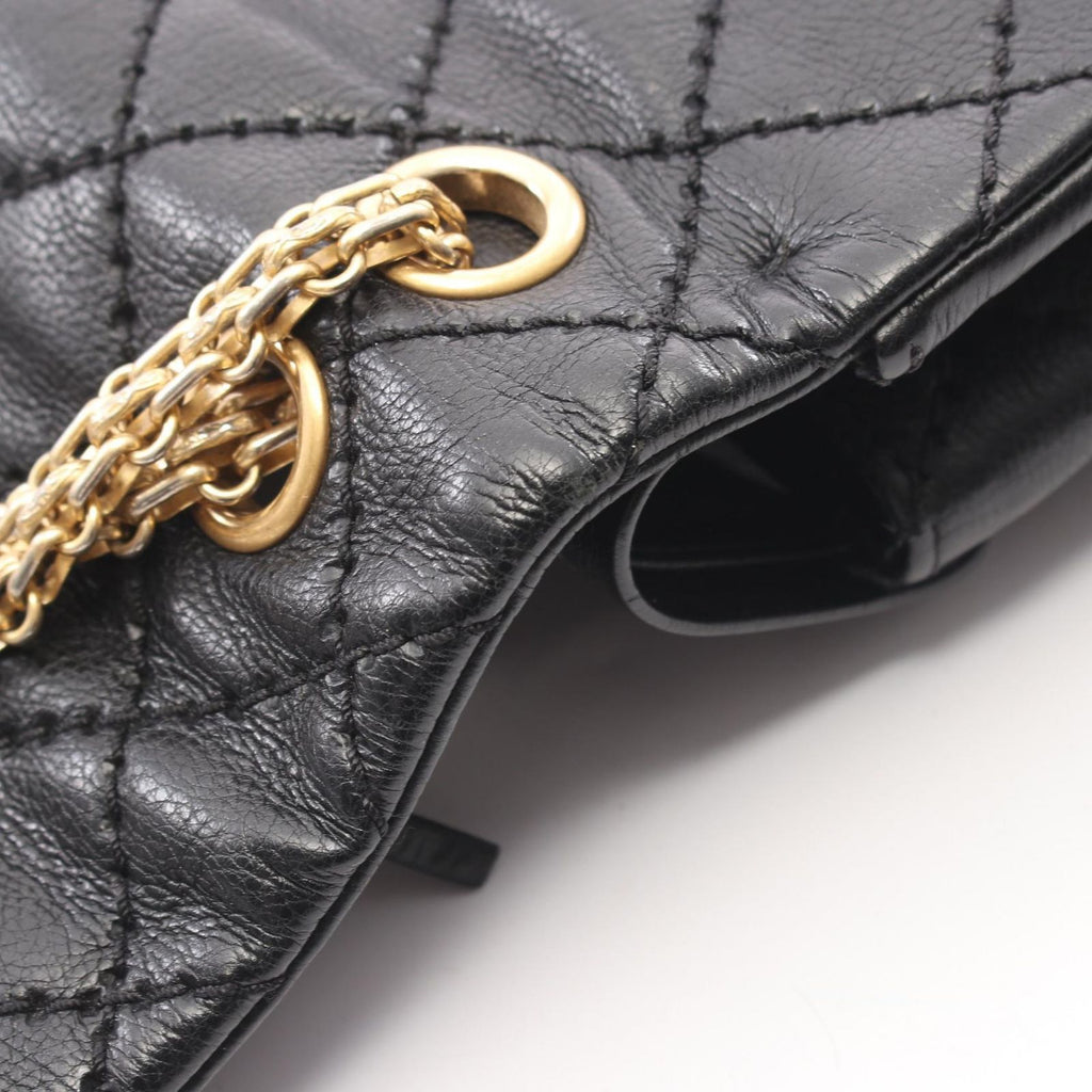 Chanel Shoulder Bag 2.55 Quilted Double Flap Black Leather Chain — view 8