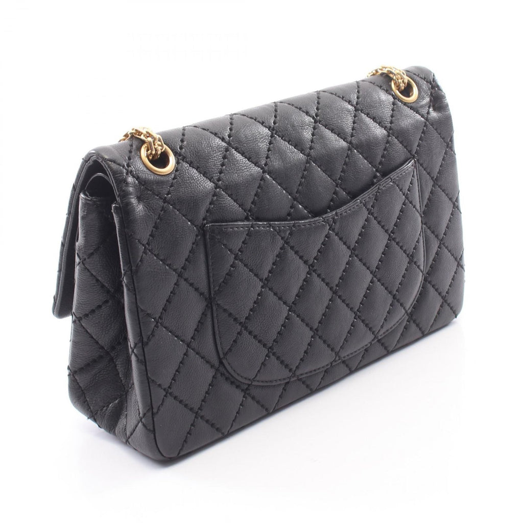 Chanel Shoulder Bag 2.55 Quilted Double Flap Black Leather Chain — view 2